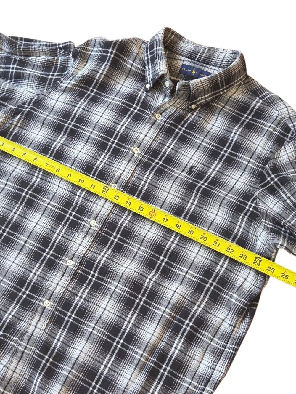 Polo Ralph Lauren Double Face Black White Plaid Flannel Cotton Button Down XXL